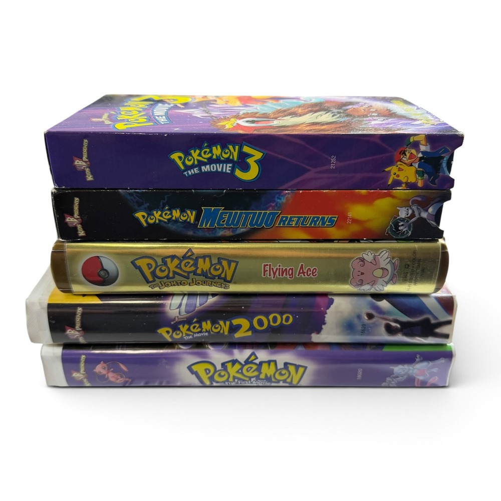 Pokemon VHS Lot 5 Tapes The First Movie 2000 3 Mewtwo Returns Johto Journeys